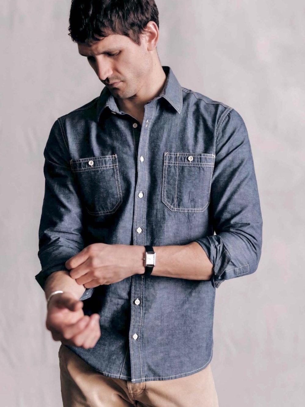 TAYLOR STITCH Rinsed Indigo Nep Utility Shirt - 42